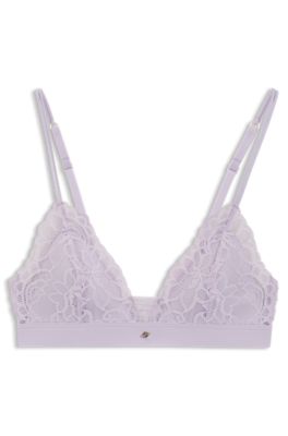Premium lace bralette with mesh pleating, Light Purple