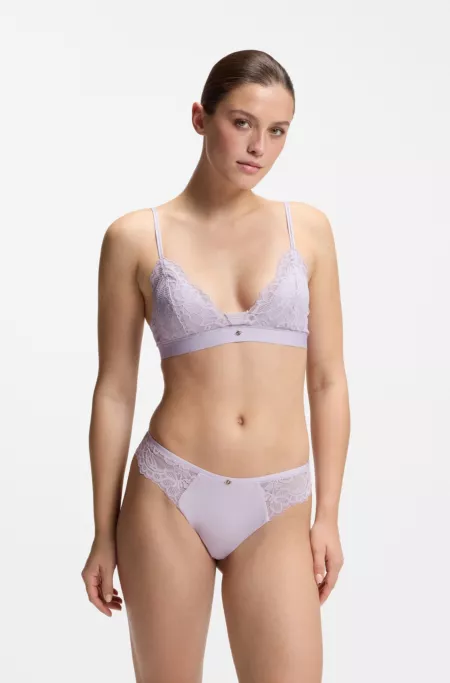 Premium lace bralette with mesh pleating