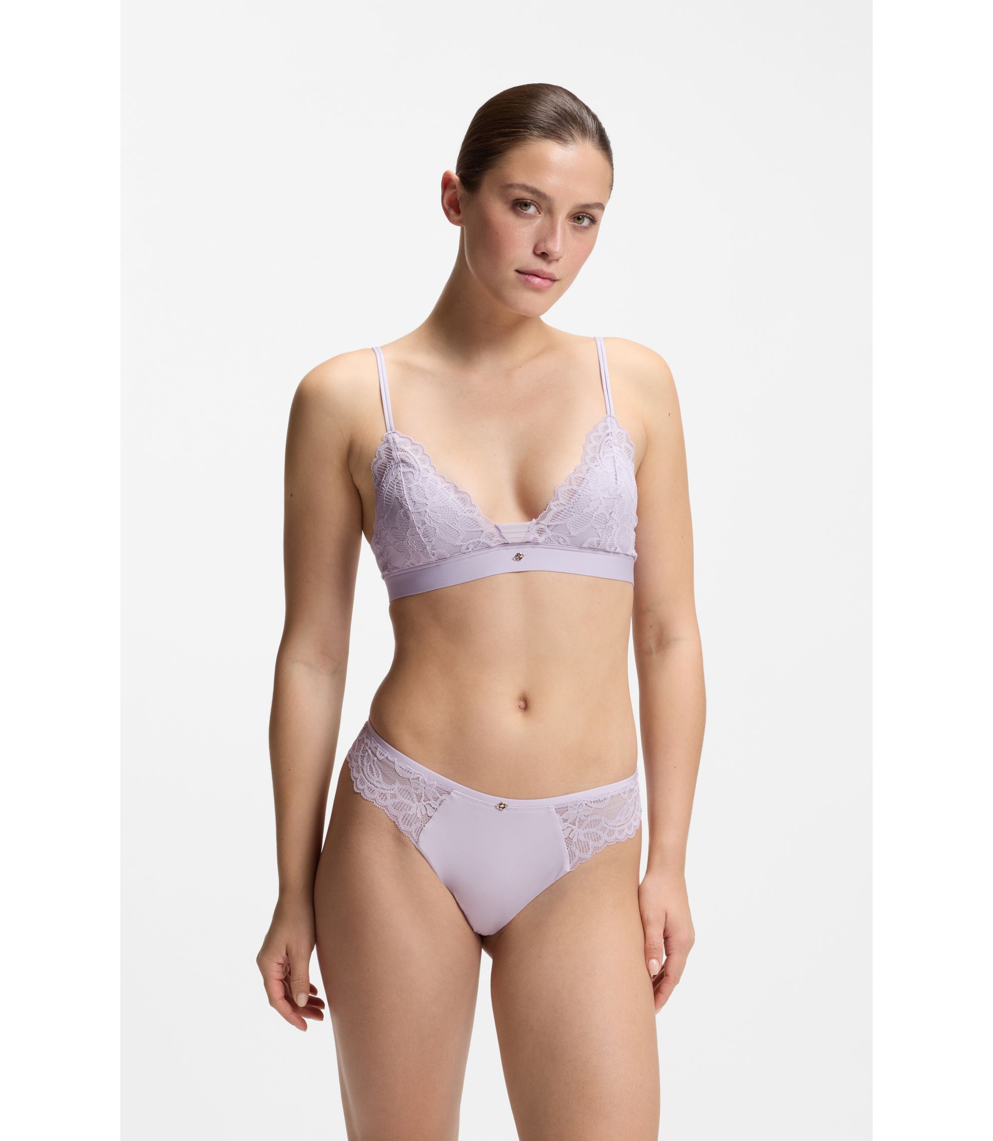 Premium Spitzen-Bralette mit plissiertem Mesh