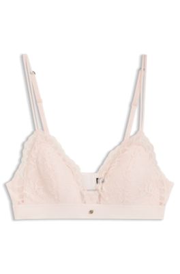 Premium lace bralette with mesh pleating, light pink