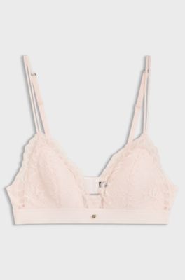 Premium lace bralette with mesh pleating, light pink