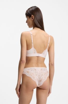 Premium lace bralette with mesh pleating, light pink