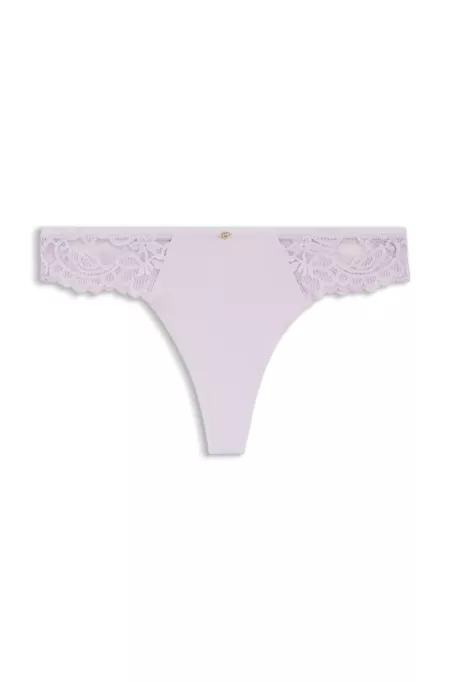 Lace briefs with mesh pleating and gold charm