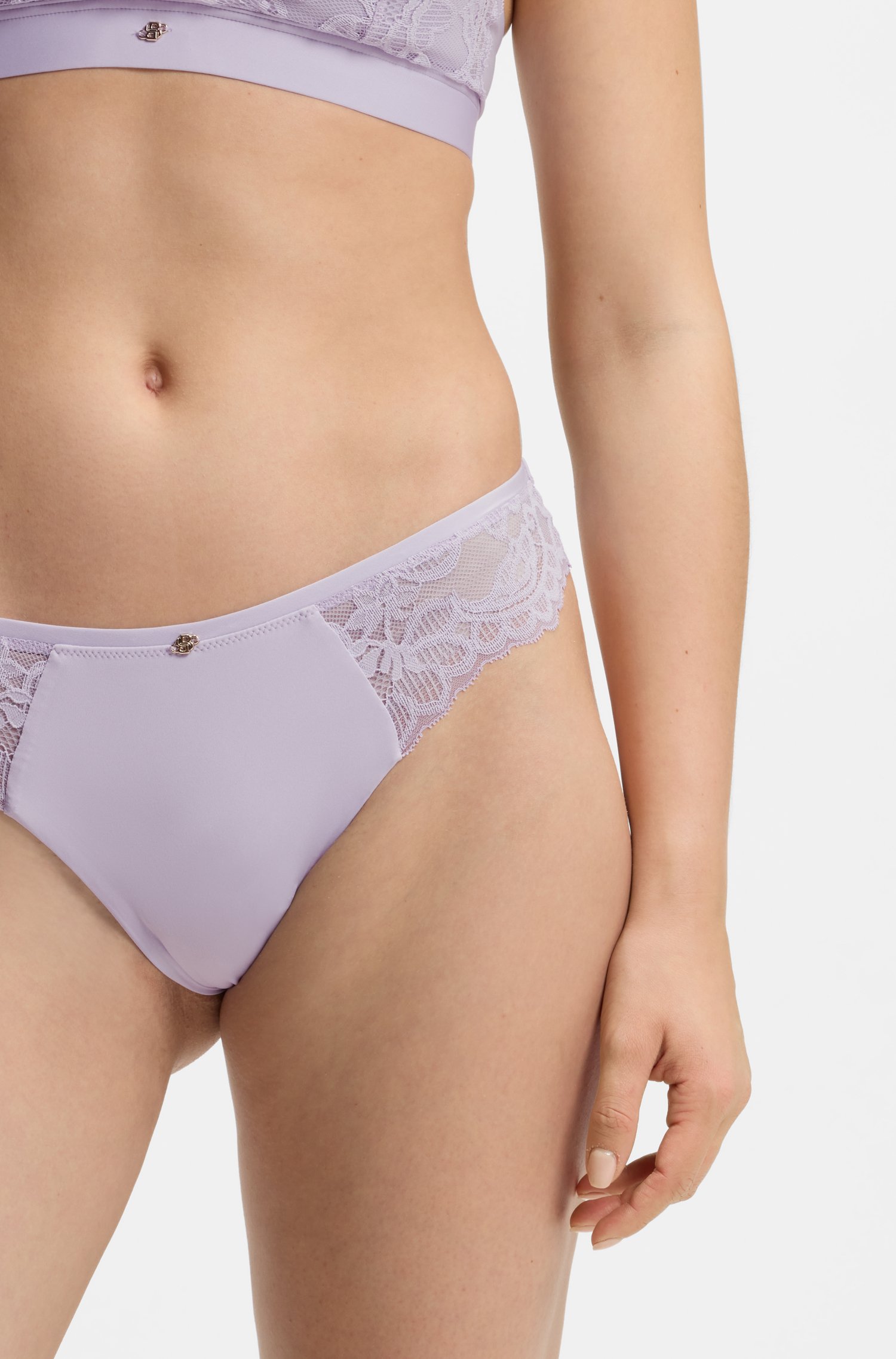 Boss Lace briefs with mesh pleating and gold charm trosor dam – bild 3