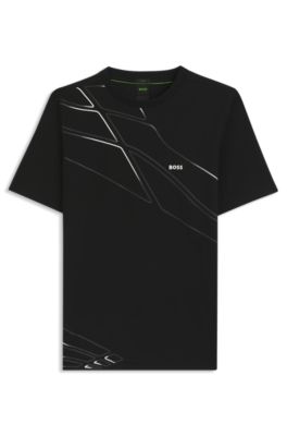 Active T-shirt in moisture-wicking stretch piqu&eacute;, Black