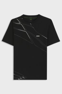 T-shirt sportiva in piqu&eacute; elasticizzato traspirante, Nero