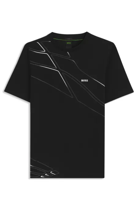 Active T-shirt in moisture-wicking stretch piqué