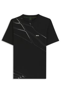 Active T-shirt in moisture-wicking stretch piqué, Black