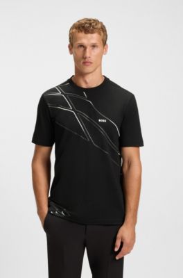 Active T-shirt in moisture-wicking stretch piqu&eacute;, Black