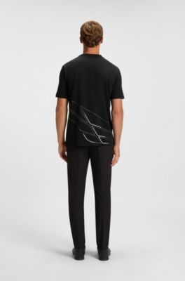 T-shirt sportiva in piqu&eacute; elasticizzato traspirante, Nero