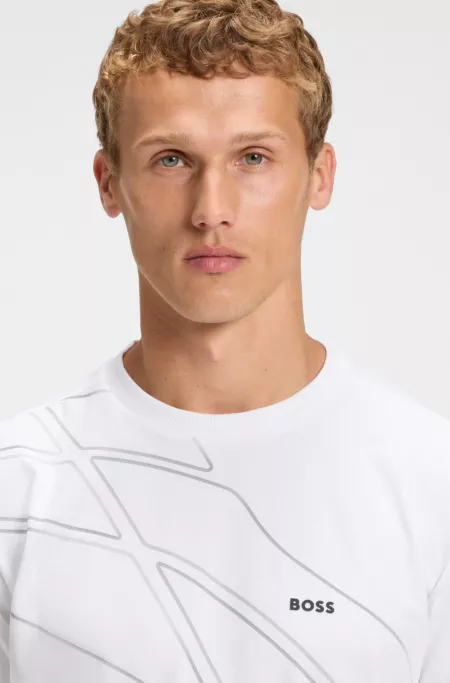 Active T-shirt in moisture-wicking stretch piqué