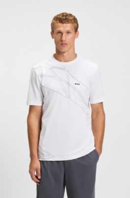 Active T-shirt in moisture-wicking stretch piqu&eacute;, White