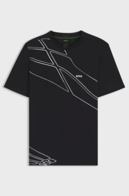 Active T-shirt in moisture-wicking stretch piqu&eacute;, Dark Blue