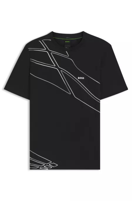 Active T-shirt in moisture-wicking stretch piqué