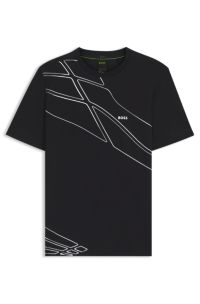 Active T-shirt in moisture-wicking stretch piqué, Dark Blue