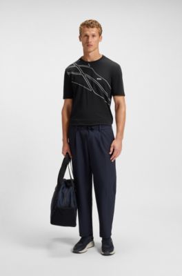 Active T-shirt in moisture-wicking stretch piqu&eacute;, Dark Blue