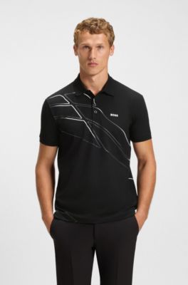 Paddy cotton-blend polo shirt with artwork, Black