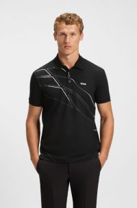 Paddy-polo van een katoenmix met artwork, Zwart