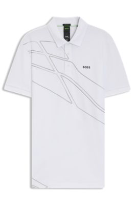 Paddy cotton-blend polo shirt with artwork, White