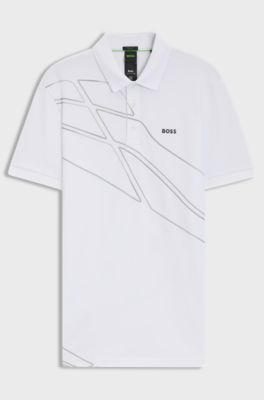 Paddy cotton-blend polo shirt with artwork, White
