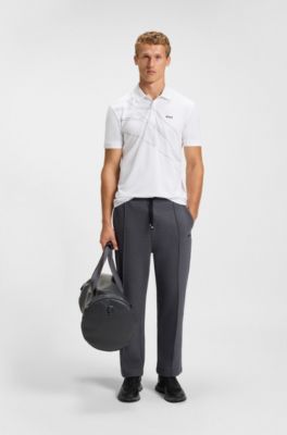 Polo Paddy in misto cotone con grafica, Bianco