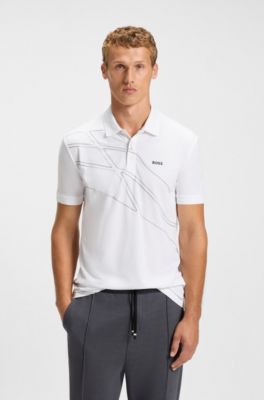 Paddy cotton-blend polo shirt with artwork, White