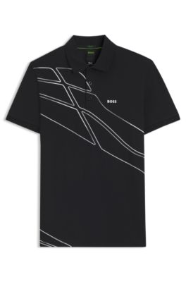 Paddy cotton-blend polo shirt with artwork, Dark Blue