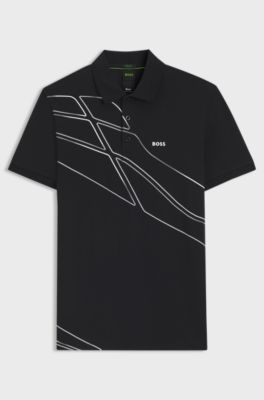 Paddy cotton-blend polo shirt with artwork, Dark Blue