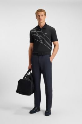 Paddy cotton-blend polo shirt with artwork, Dark Blue