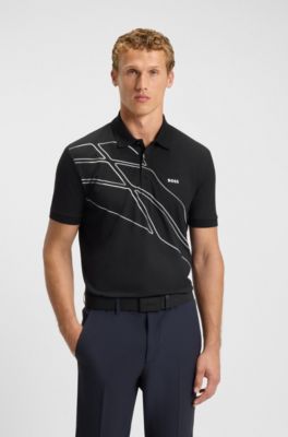 Paddy cotton-blend polo shirt with artwork, Dark Blue