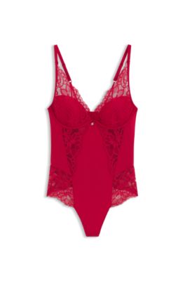 Lace-detail body with Double-B-monogram charm, Red