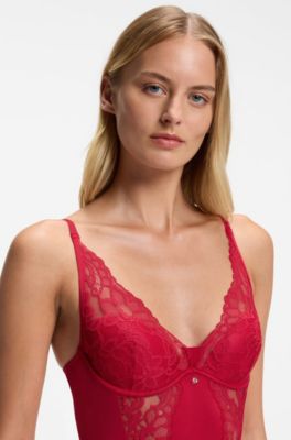 Lace-detail body with Double-B-monogram charm, Red