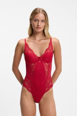 Lace-detail body with Double-B-monogram charm, Red