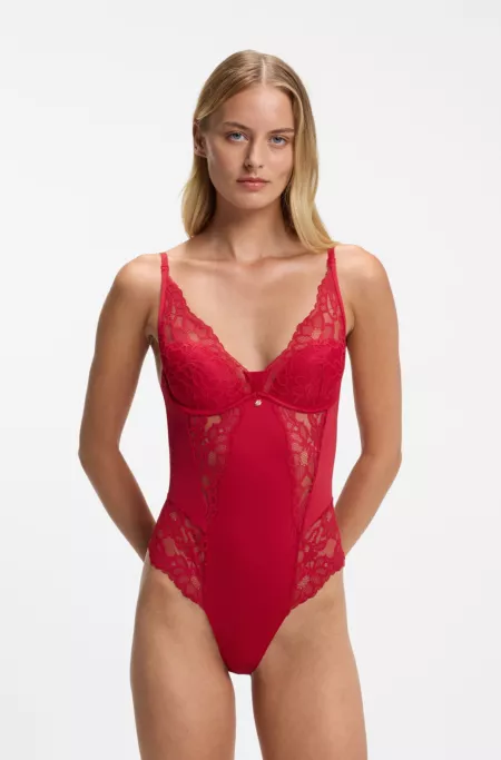 Body avec détails en dentelle et bijou au monogramme Double B