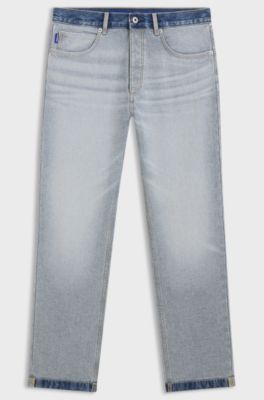 Jeans regular fit in denim rovesciato, Celeste