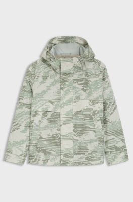 Relaxed-fit water-repellent jacket in printed ripstop fabric, Light Green