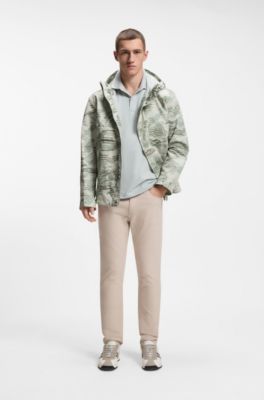 Relaxed-fit waterafstotende jas van ripstopmateriaal met print, Kalk