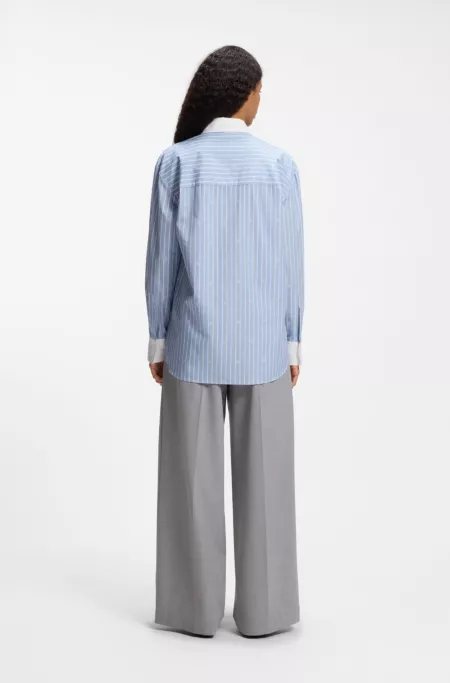 Oversized-fit blouse with stacked logos