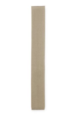 Knitted-jacquard tie in silk, Beige