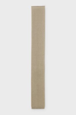 Knitted-jacquard tie in silk, Beige