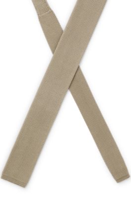Knitted-jacquard tie in silk, Beige