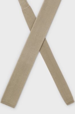 Jacquardstickad slips i siden, Beige