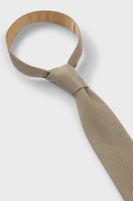 Corbata de punto jacquard en seda, Beige