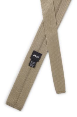 Knitted-jacquard tie in silk, Beige