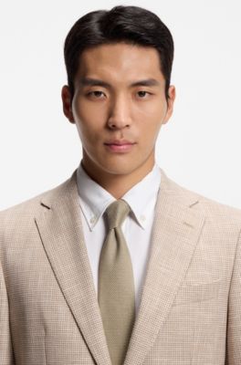 Knitted-jacquard tie in silk, Beige