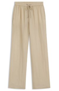 Relaxed-fit trousers with drawcord waist, Light Beige