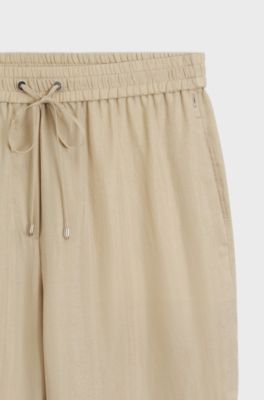Relaxed-Fit Hose mit Kordelzug in der Taille, Hellbeige