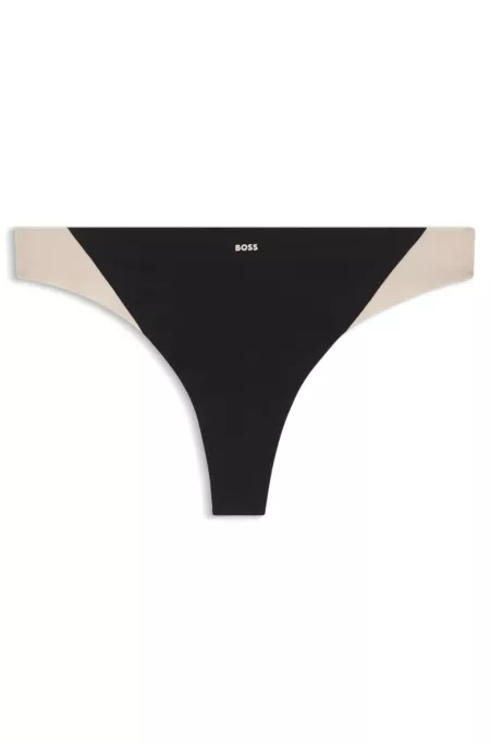 Two-tone thong in stretch jersey