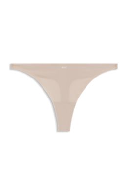 Two-tone thong in stretch jersey, Light Beige