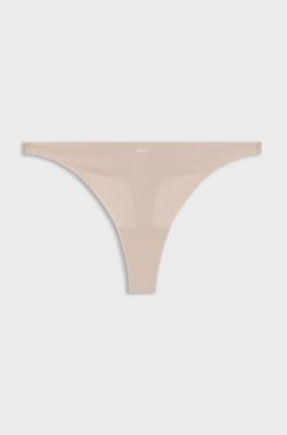 Zweifarbiger String aus Stretch-Jersey, Hellbeige
